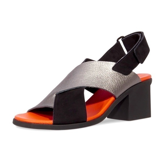 Arche Shoes - Arche Vayest Leather & Suede Sandals in Black & Silver – Size 37 (US 6)